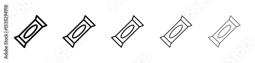 Candy-bar icons in black stroke designs on white background