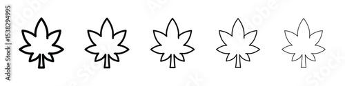 Cannabis icons in black stroke designs on white background