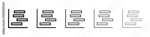 Chart gantt icons in black stroke designs on white background