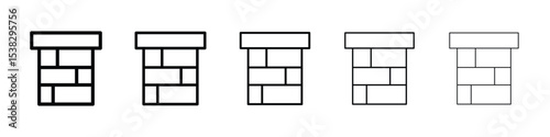 Chimney icons in black stroke designs on white background