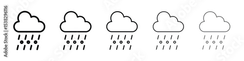 Cloud hail icons in black stroke designs on white background