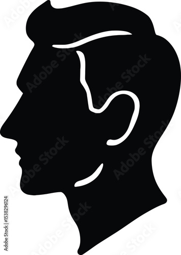 Profile View Silhouette of a Man's Head Vector Illustration