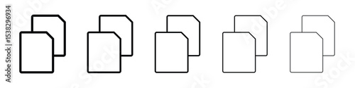 Copy icons in black stroke designs on white background