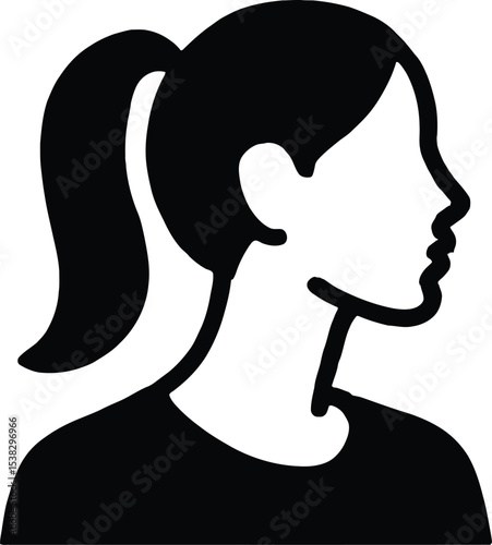 Elegant Woman Profile Silhouette Vector Illustration, High-Resolution EPS Image for Design Projects