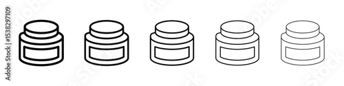 Cream icons in black stroke designs on white background