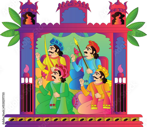 decoration adorning a gateway of the house. Traditional Rajasthani wall painting. For the marriage ceremony. India.	