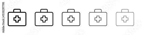 Doctor bag icons in black stroke designs on white background