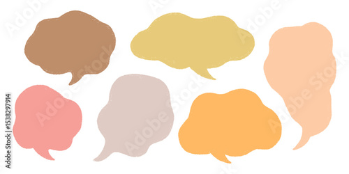 Crayon Speech Bubble Frame. Vector Chalk Talk Balloon. Colorful Dialog Chat Illustrations