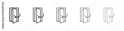 Door closed icons in black stroke designs on white background