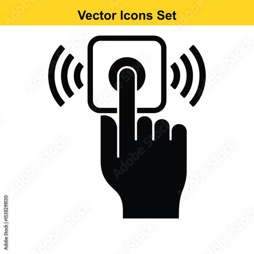 Hand pressing wireless button icon