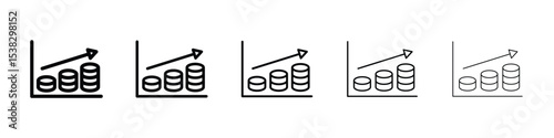 Earning icons in black stroke designs on white background