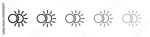 Eclipse icons in black stroke designs on white background