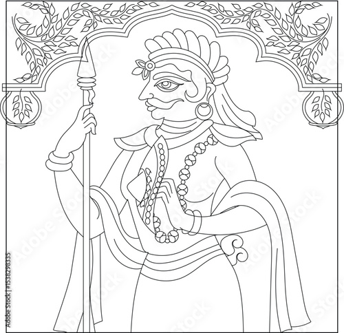 decoration adorning a gateway of the house. Traditional Rajasthani wall painting. For the marriage ceremony. India.	