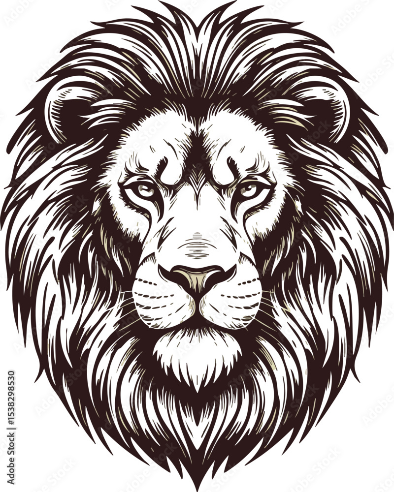 Obraz premium Lion head detailed vector illustration with majestic mane and intense eyes design 