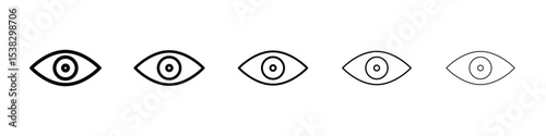 Eyes icons in black stroke designs on white background