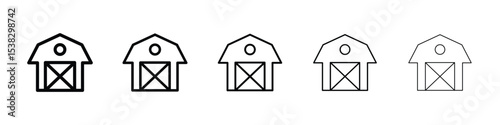 Farm icons in black stroke designs on white background