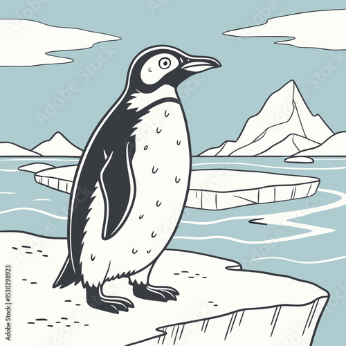 penguin on Antarctica vector illustration 