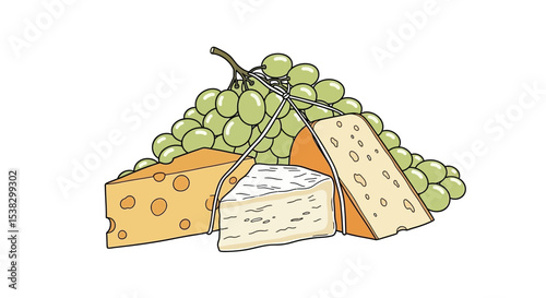 Cheese and Grapes: A Delicious Illustration