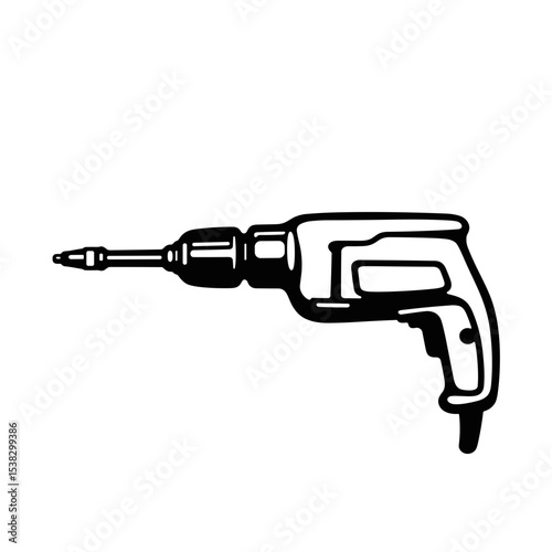 Black and white drill tool outline for construction or home improvement