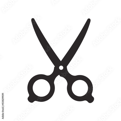 Minimal black scissors icon, for website or print, with copy space