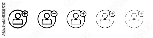 Following icons in black stroke designs on white background