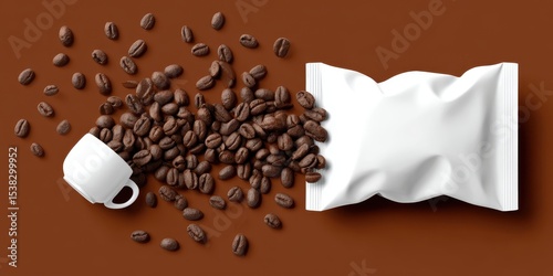 A white coffee pouch mockup banner