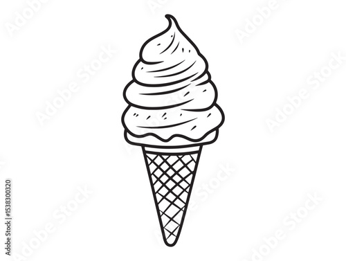 Minimalist ice cream cone outline for summer design 