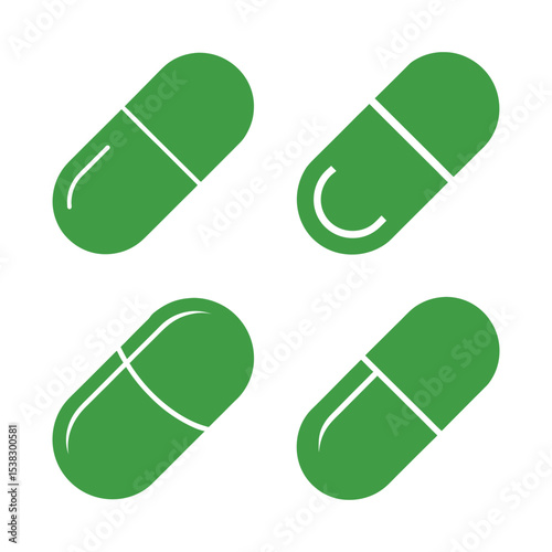 green pills on white background