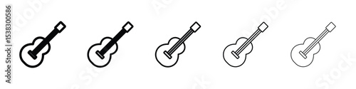 Guitar icons in black stroke designs on white background