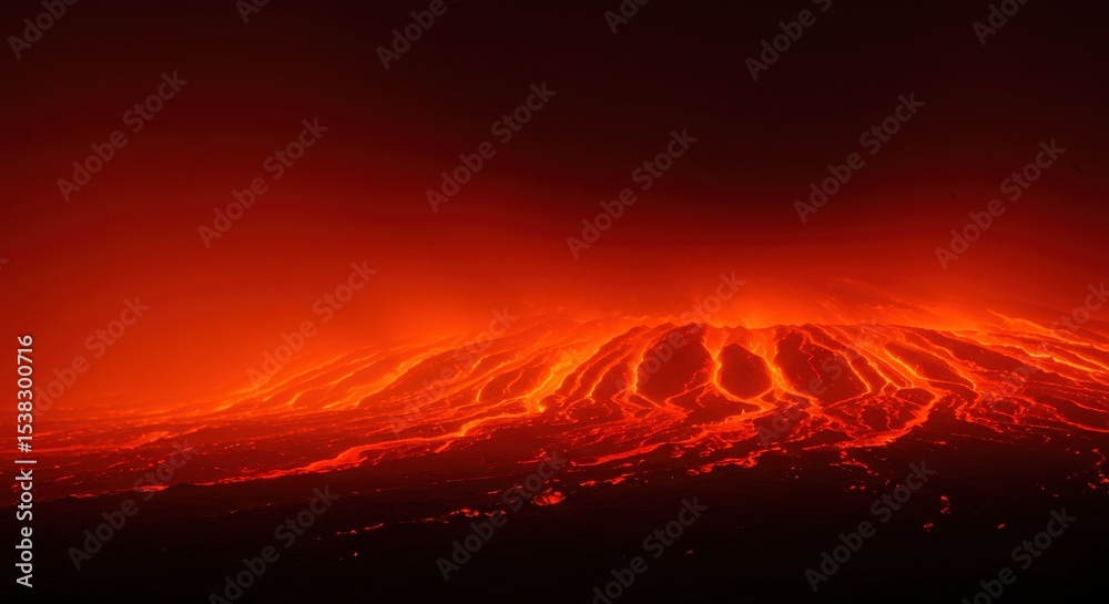 Fototapeta premium Volcanic glow gradient molten lava hues with ash textured depth