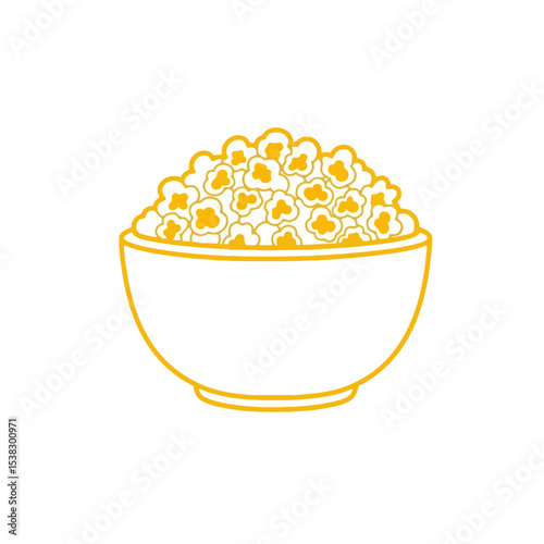 Minimalist Golden Popcorn Bowl: Vector Illustration