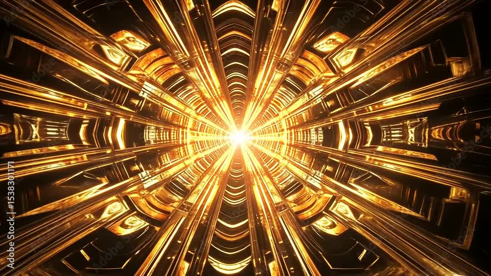 A mesmerizing golden tunnel radiating light, creating an illusion of depth and energy