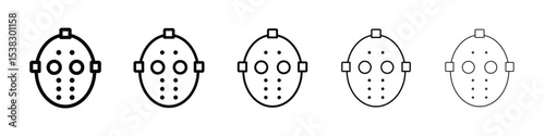 Hockey mask icons in black stroke designs on white background