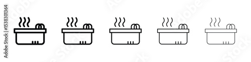 Hot tub icons in black stroke designs on white background