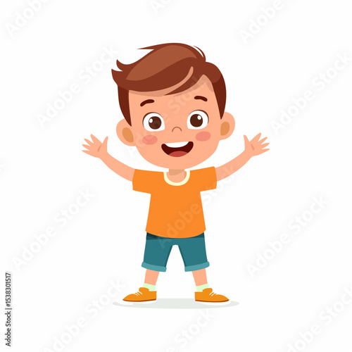 Happy Boy Character Illustration Joyful Kid Vector Graphic