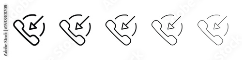 Incoming Call icons in black stroke designs on white background