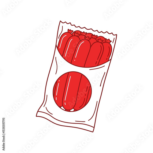 Packaged Sausages Illustration: Simple Food Icon
