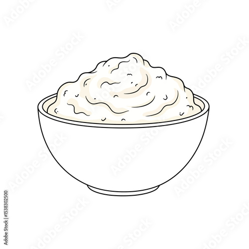 Bowl of Mashed Potatoes - Vector Culinary Illustration