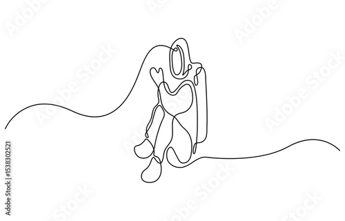 One continuous line drawing of space astronaut . single line illustration of spaceman. International day of human space flight. editable outline, Astronaut in continuous one line drawing. construction