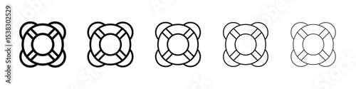 Life buoy icons in black stroke designs on white background