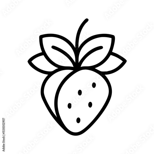 Strawberry fruit line icon in minimal black outline style