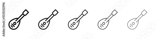 Mandolin icons in black stroke designs on white background