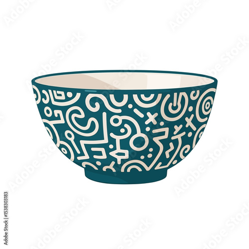 Decorative Blue Bowl with Abstract White Pattern