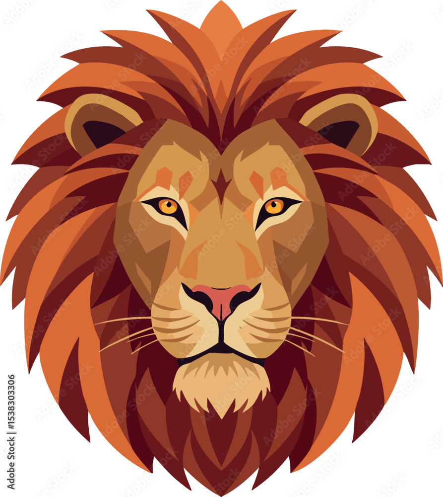 Obraz premium Lion head vector illustration with brown and orange mane wildlife design 