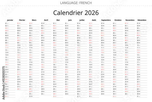 Simple 2026 french planner with minimalist design France