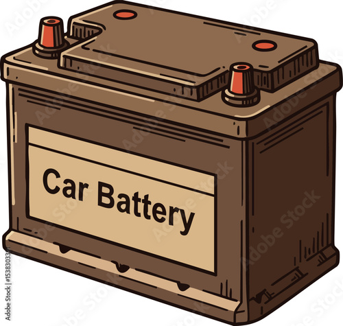 Car Battery Vector Illustration for Automotive Power Supply Design and Maintenance 