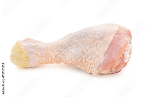 Raw chicken legs on white background isolated. Chicken meat. Diet meat.
