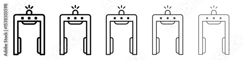 Metal detector icons in black stroke designs on white background