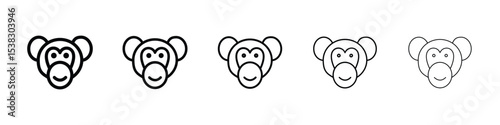 Monkey icons in black stroke designs on white background