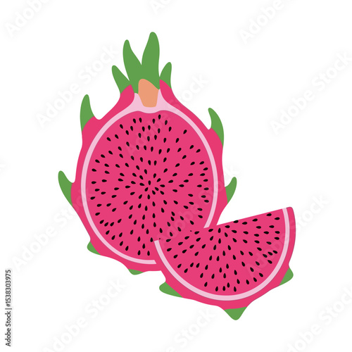 Dragon Fruit Delight: Vibrant Tropical Fruit Illustration